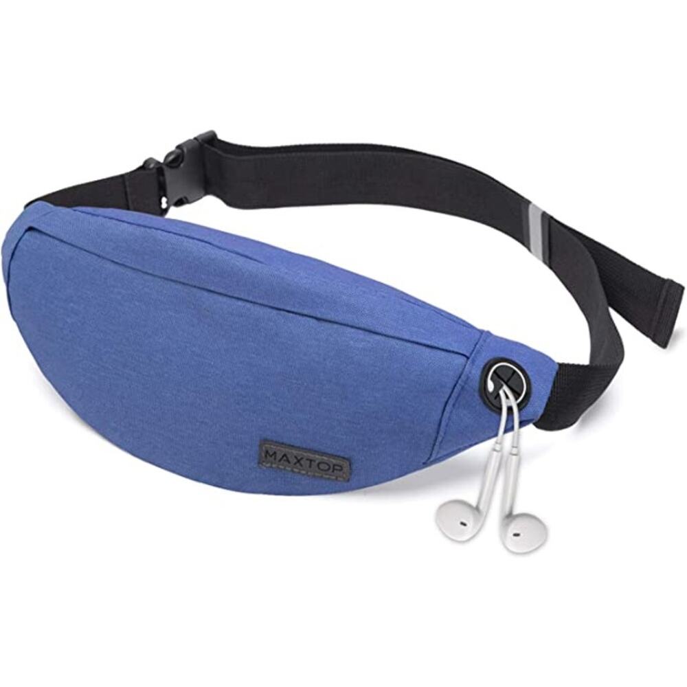 MAXTOP Fanny Pack Waist Pack Bag with Headphone Jack and 3-Zipper Pockets